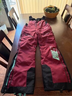 509 Women's Burgundy Snow Bibs with Teal Accents